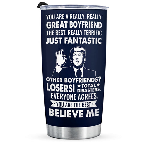 Aurahouse bf tumbler front design shows playful gift-ready print for him.