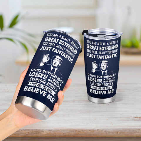 Aurahouse bf tumbler side quote highlights You're A Great Boyfriend for gifting.