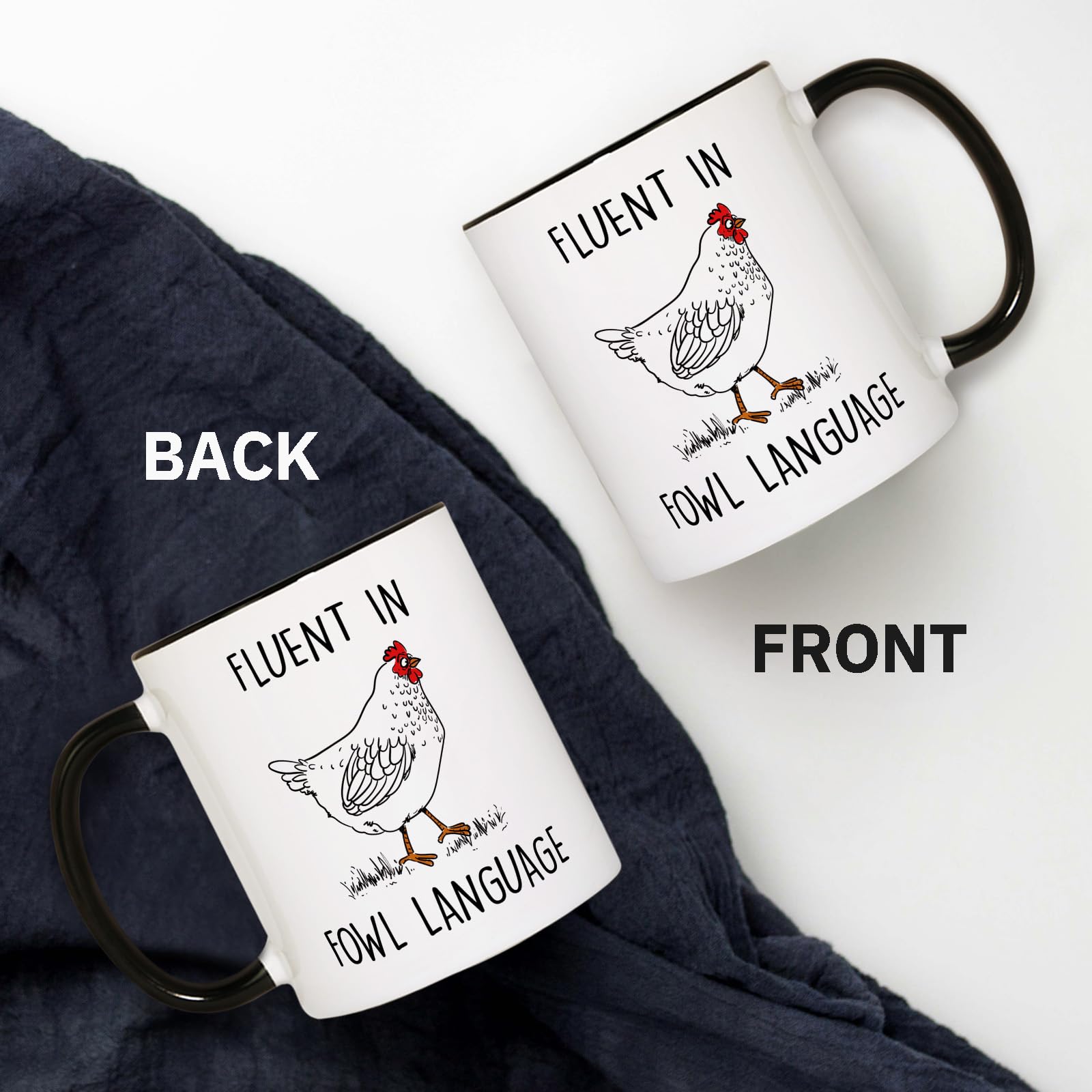 Aurahouse white elephant gift mug featuring chicken art for fun gifts.