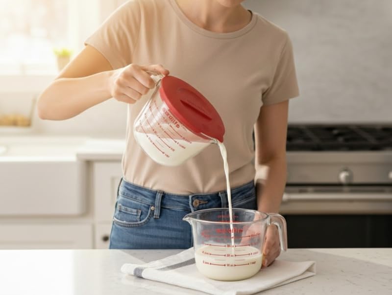 Auralite Home and Glassware measuring cup shows clear readings for quick prep