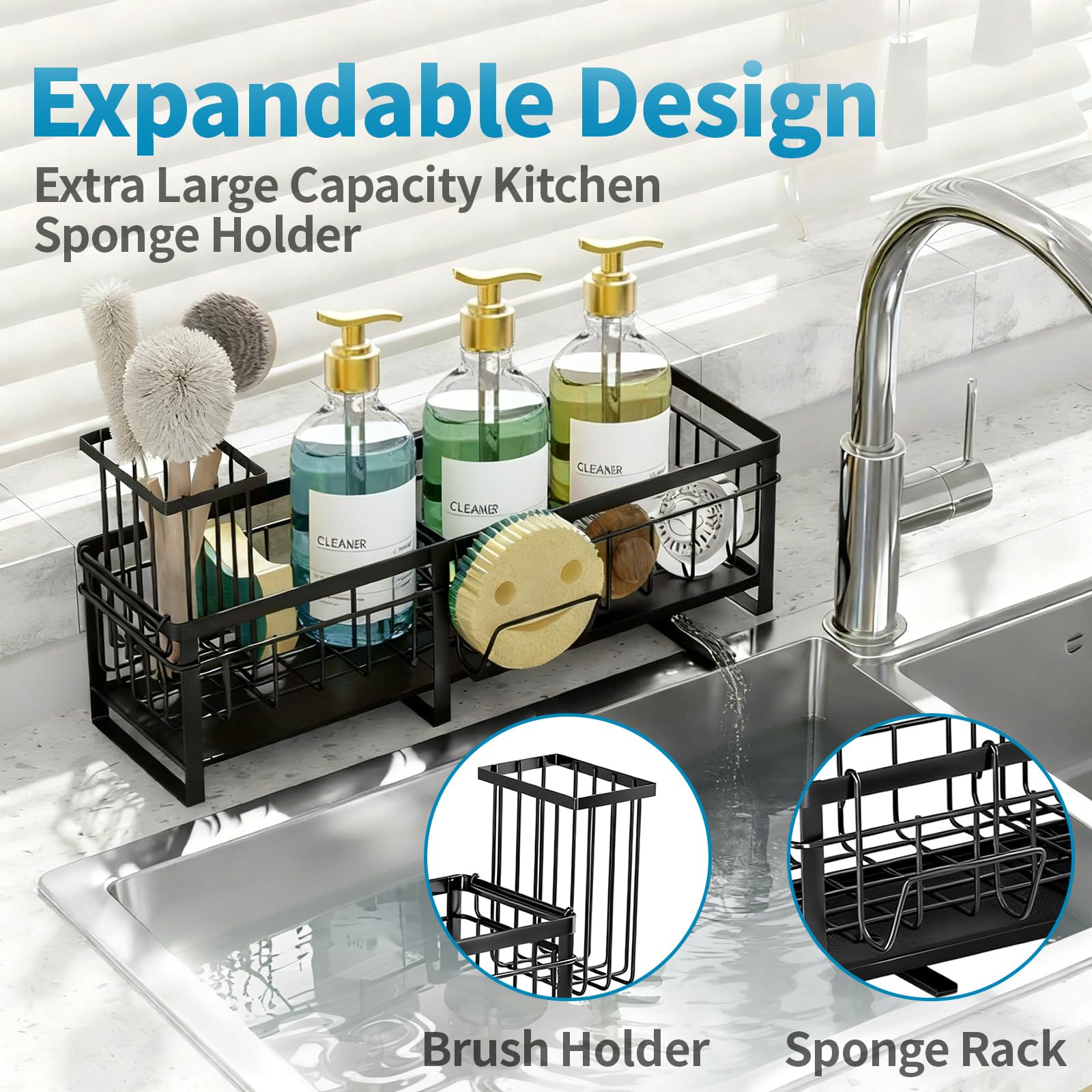 Aurblozen detachable brush holder with hooks for stable, versatile storage.