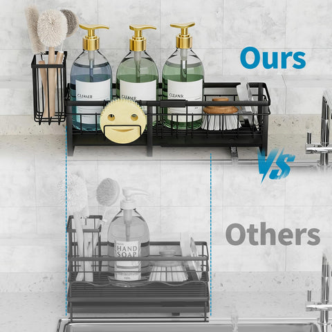 Aurblozen sink caddy with automatic drainage reducing countertop moisture after washing.