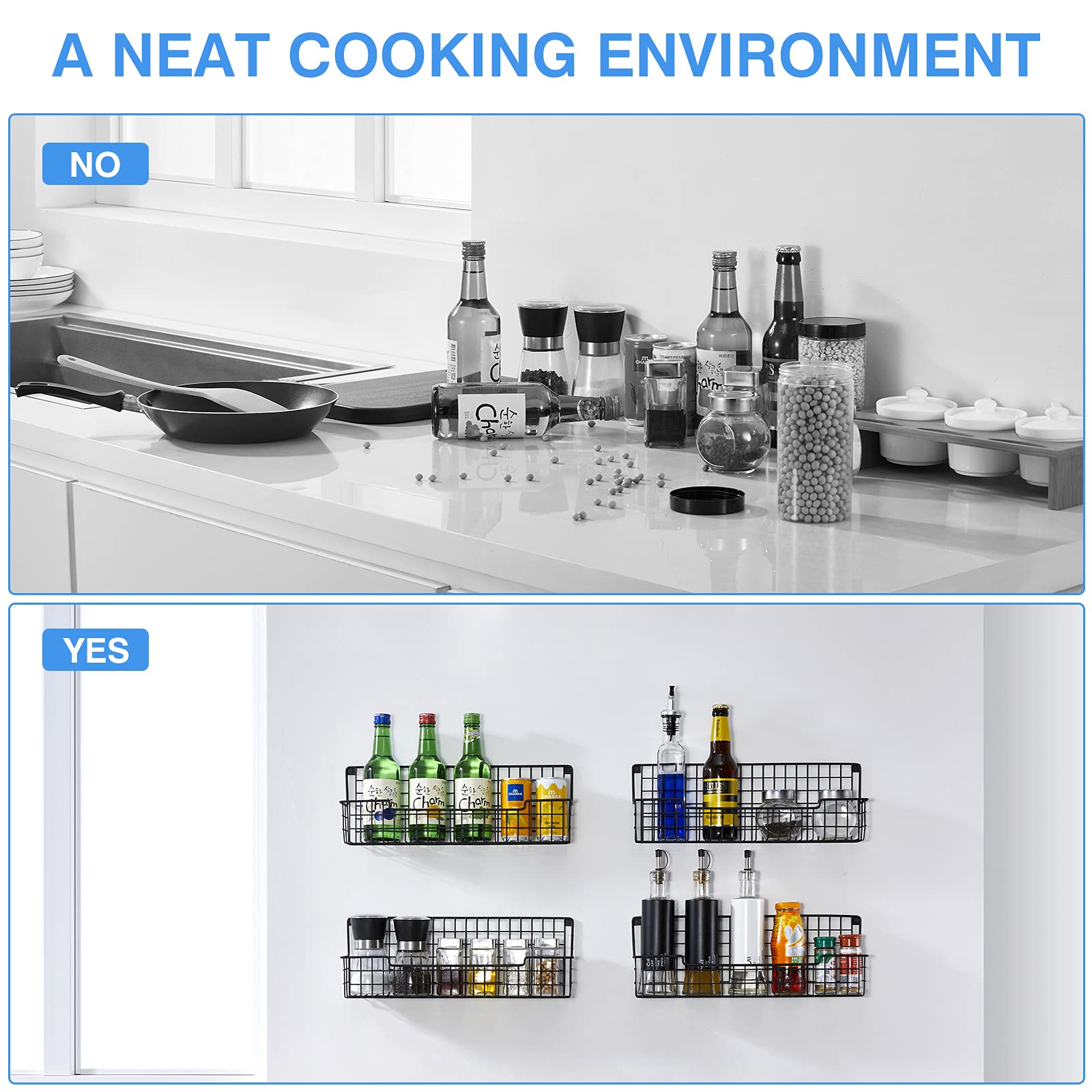 AURIKAR kitchen organization spice rack demonstrates a tidy countertop solution.