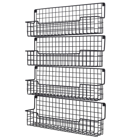 AURIKAR wall-mount spice rack with four-tier storage for organized cabinet spice jars.