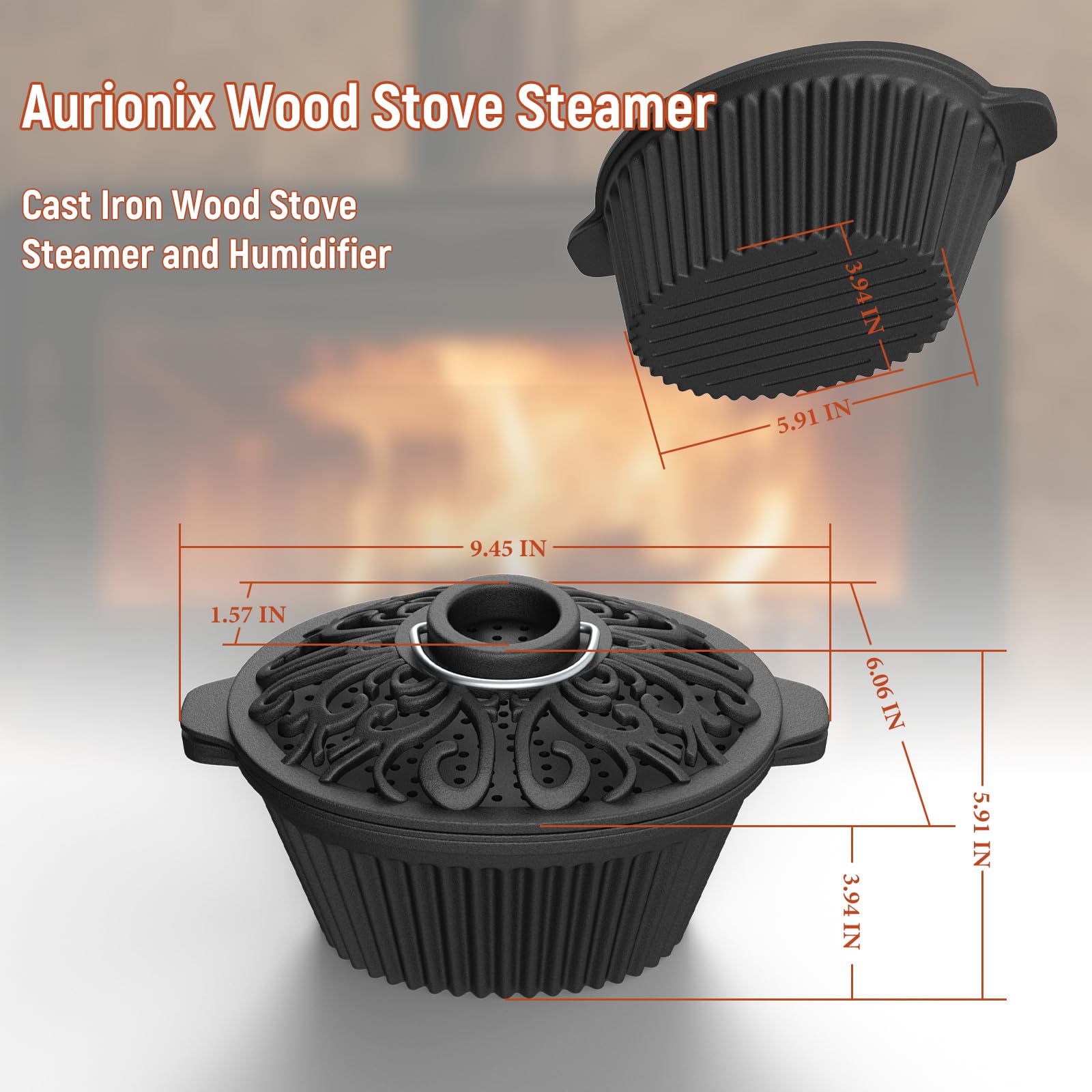 Aurionix cast iron humidifier on stove adds cozy humidity without electronics