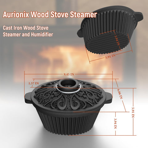 Aurionix cast iron humidifier on stove adds cozy humidity without electronics