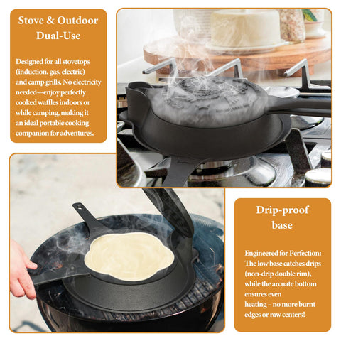 Aurionix waffle maker ideal for camping and outdoor cooking without electricity