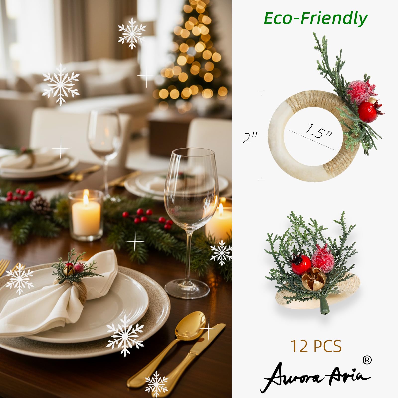 AuroraAria wood napkin ring handcrafted for lasting holiday use