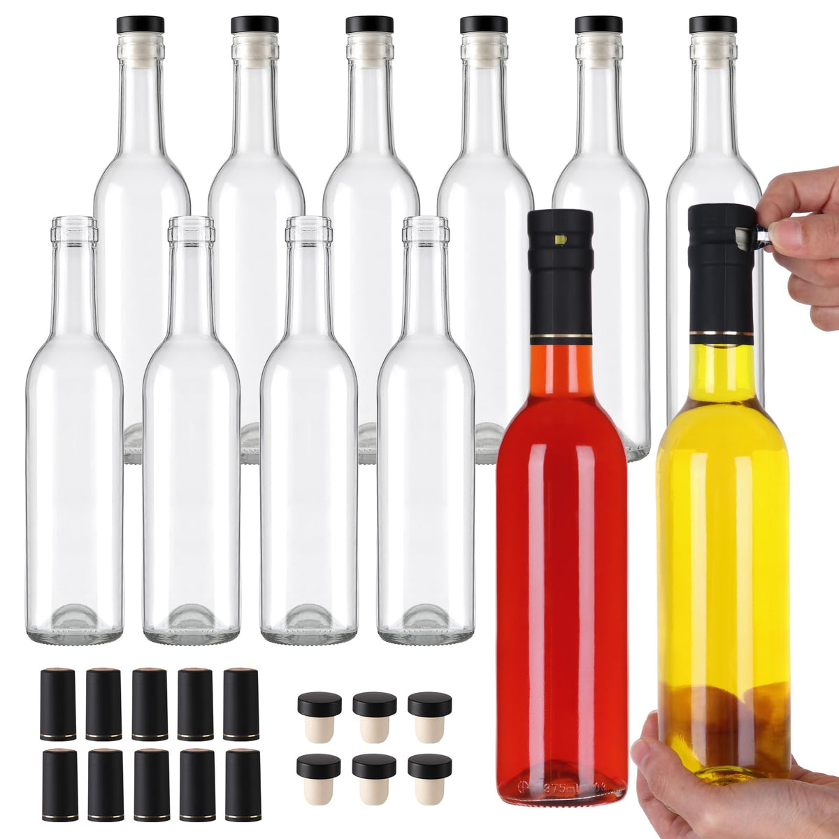 AuroTrends 12oz wine bottle with cork lid ready for fermentation and storage