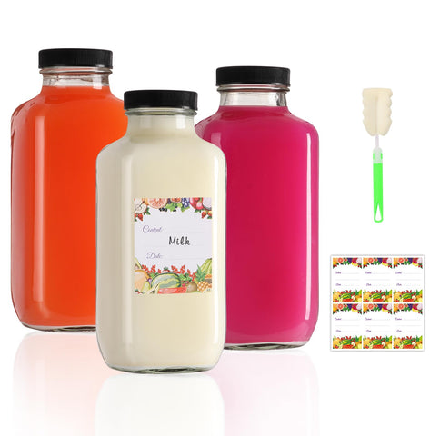 AuroTrends 16 oz glass bottle with lid for on-the-go juices and water.