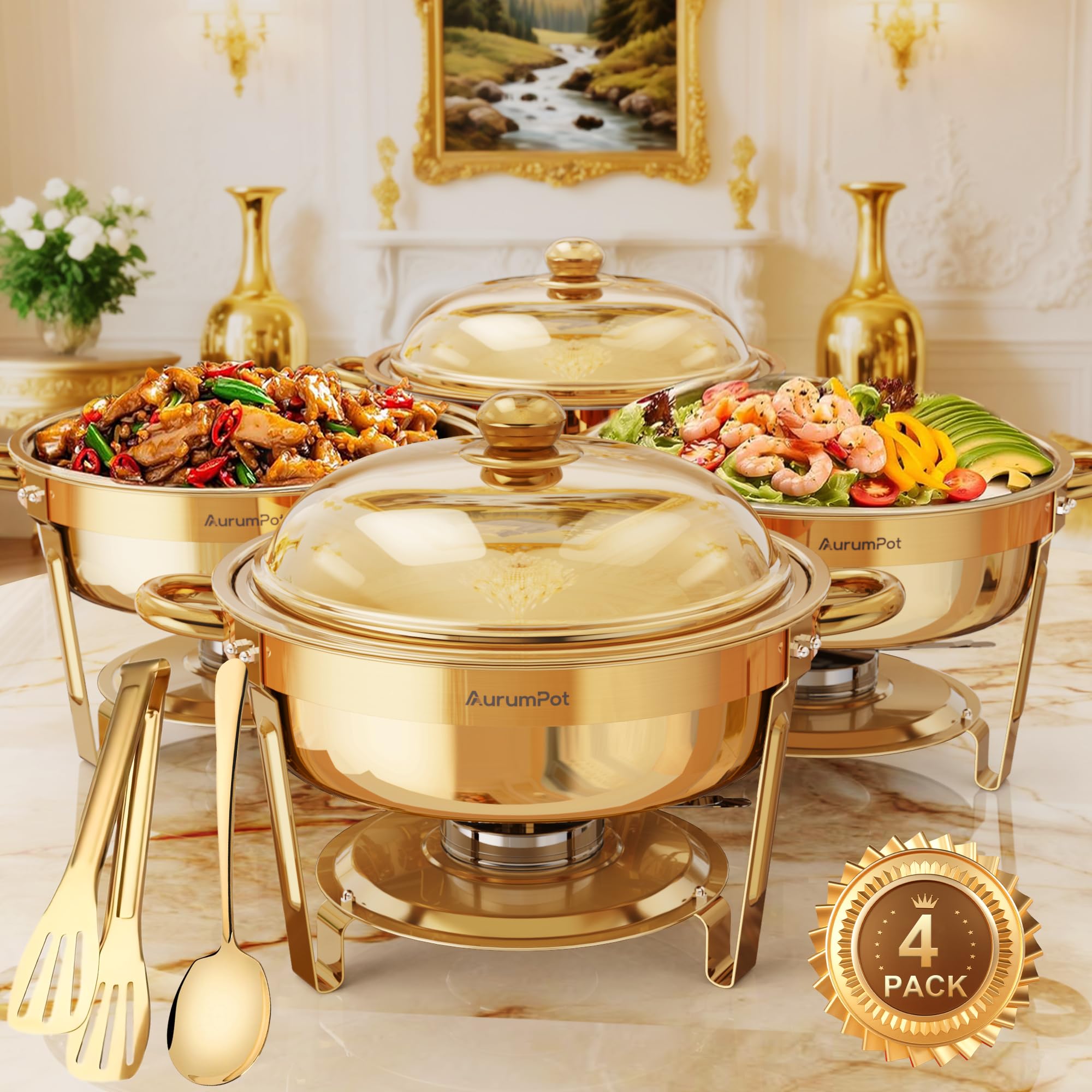 AurumPot spoons and tongs included, ready for serving