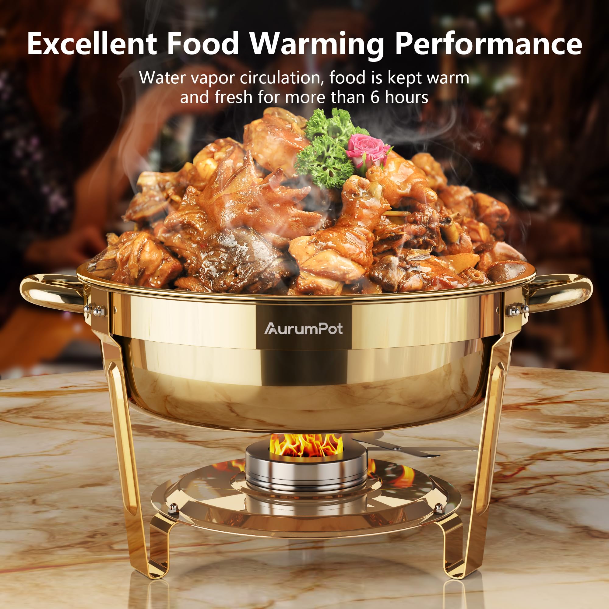AurumPot chafing dish stainless-steel body for durable, hygienic warming