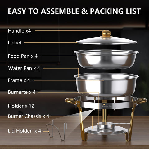 Aurumpot chafing dish pack content and installation manual included
