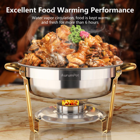 Aurumpot round stainless steel chafing dish design for durable performance