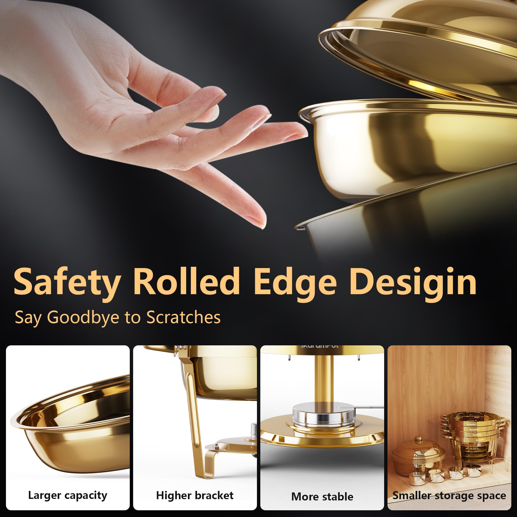 AurumPot water-basin with raised grate protects surfaces while heating