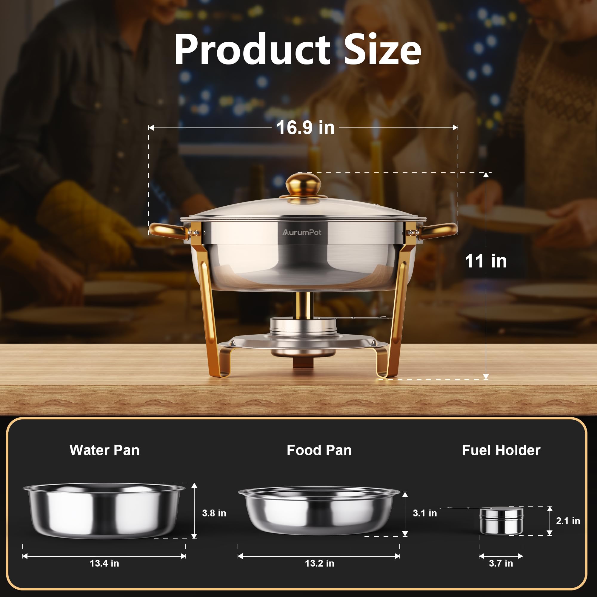 Aurumpot chafing dish versatile use for buffets, parties, and catering