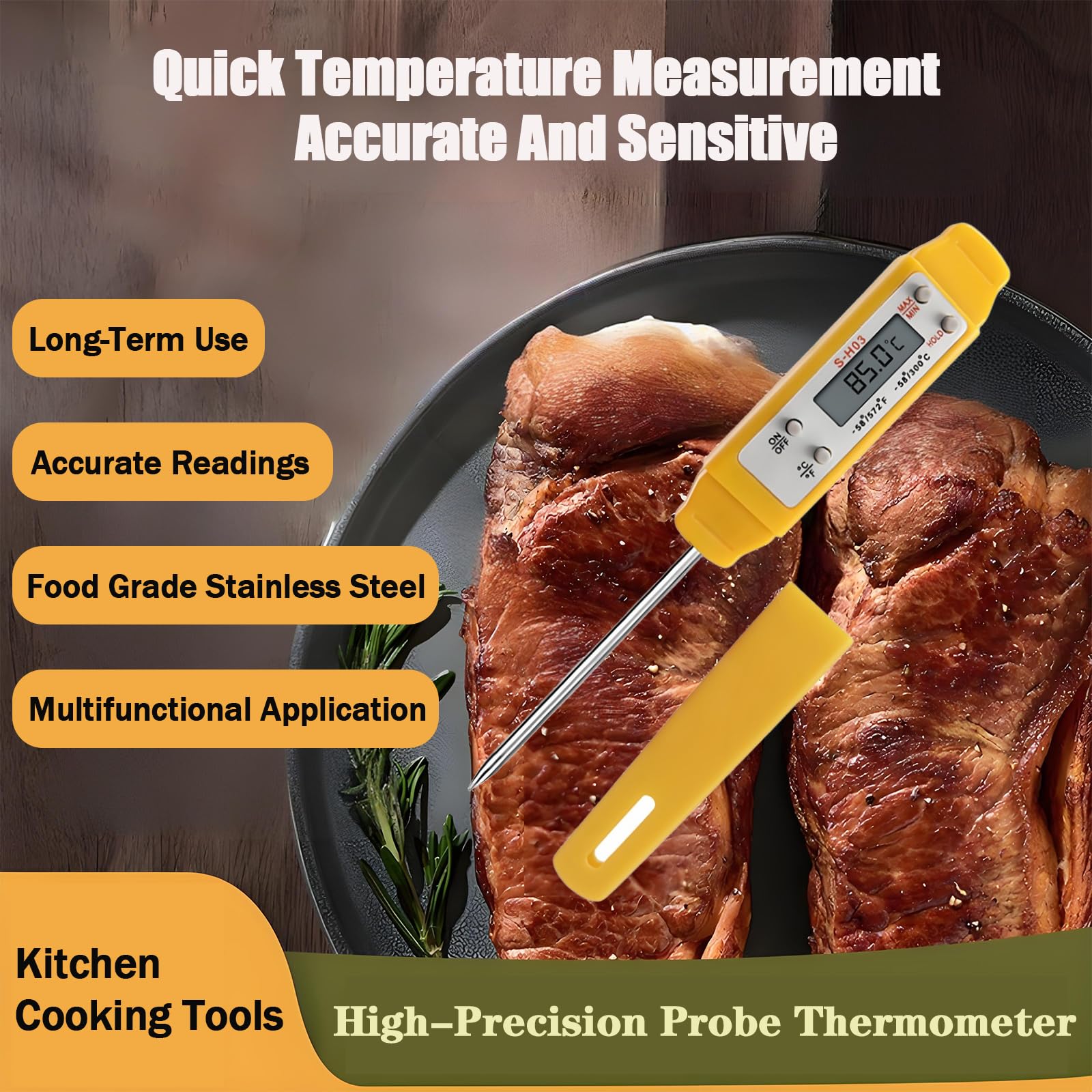 Ausenzup Meat Thermometer calibration function helps maintain long-term accuracy.