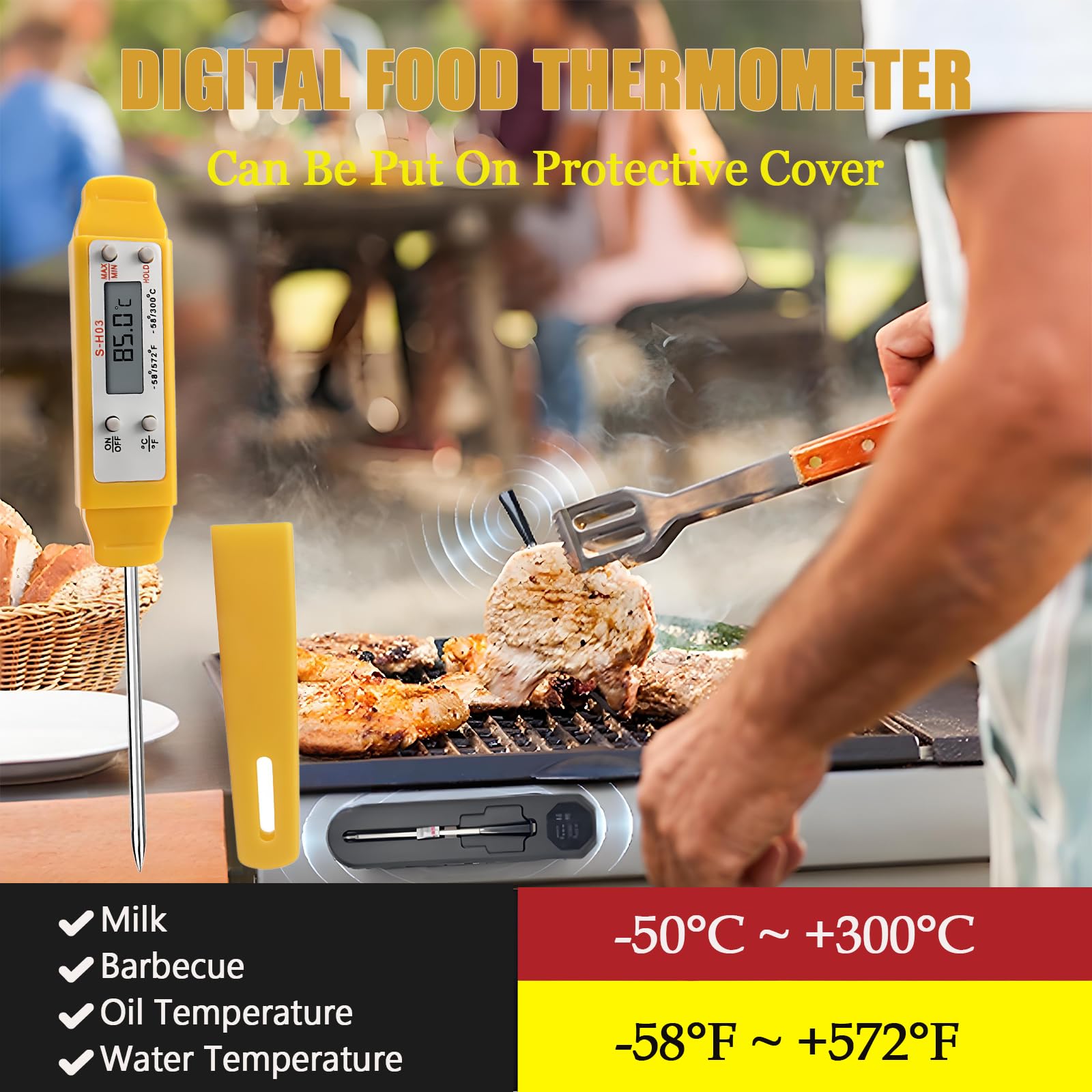 Ausenzup Meat Thermometer instant read displays temperature in seconds.