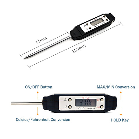 Ausenzup Meat Thermometer kitchen-use versatility for meat, liquids, and candy.