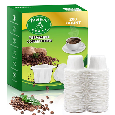 Aussen Keurig-compatible disposable filters packaging for quick, mess-free brewing.