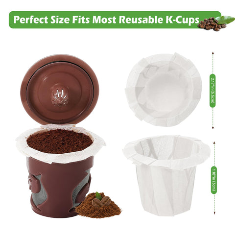 Aussen filters installed in a Keurig cup during brewing for easy prep.