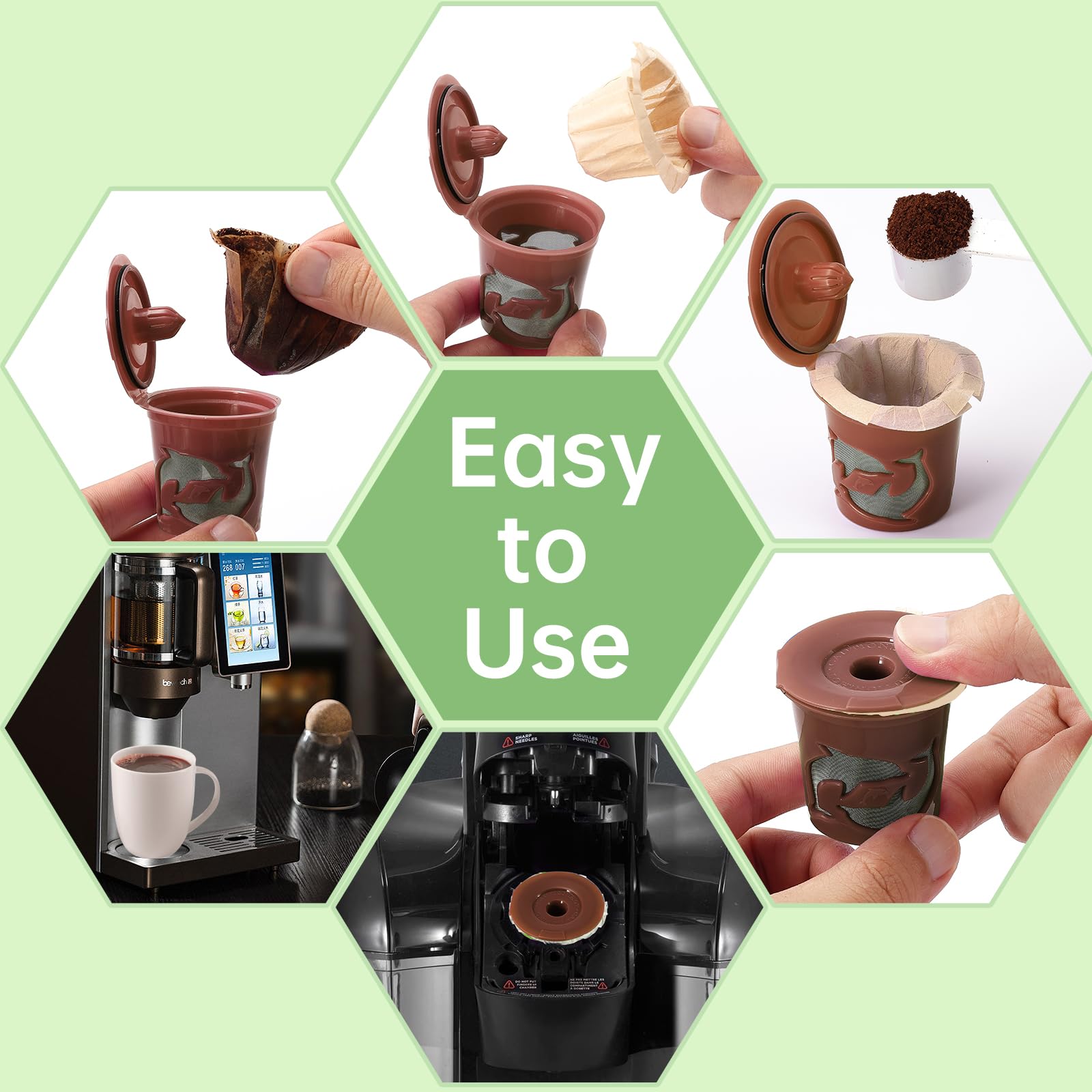 Aussen easy-clean disposable filter for keurig - quick cleanup after brewing.