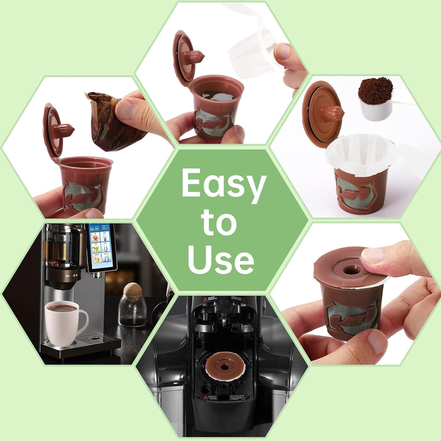 Aussen easy-to-fill disposable filter for fast morning coffee in Keurig pods