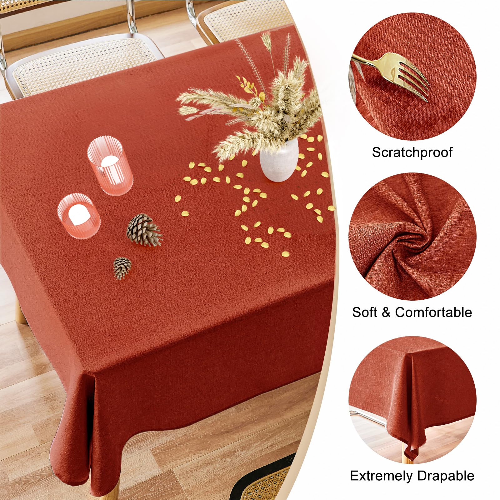 AUSSPVOCT faux linen tablecloth fits 52x70 inch tables for versatile setups