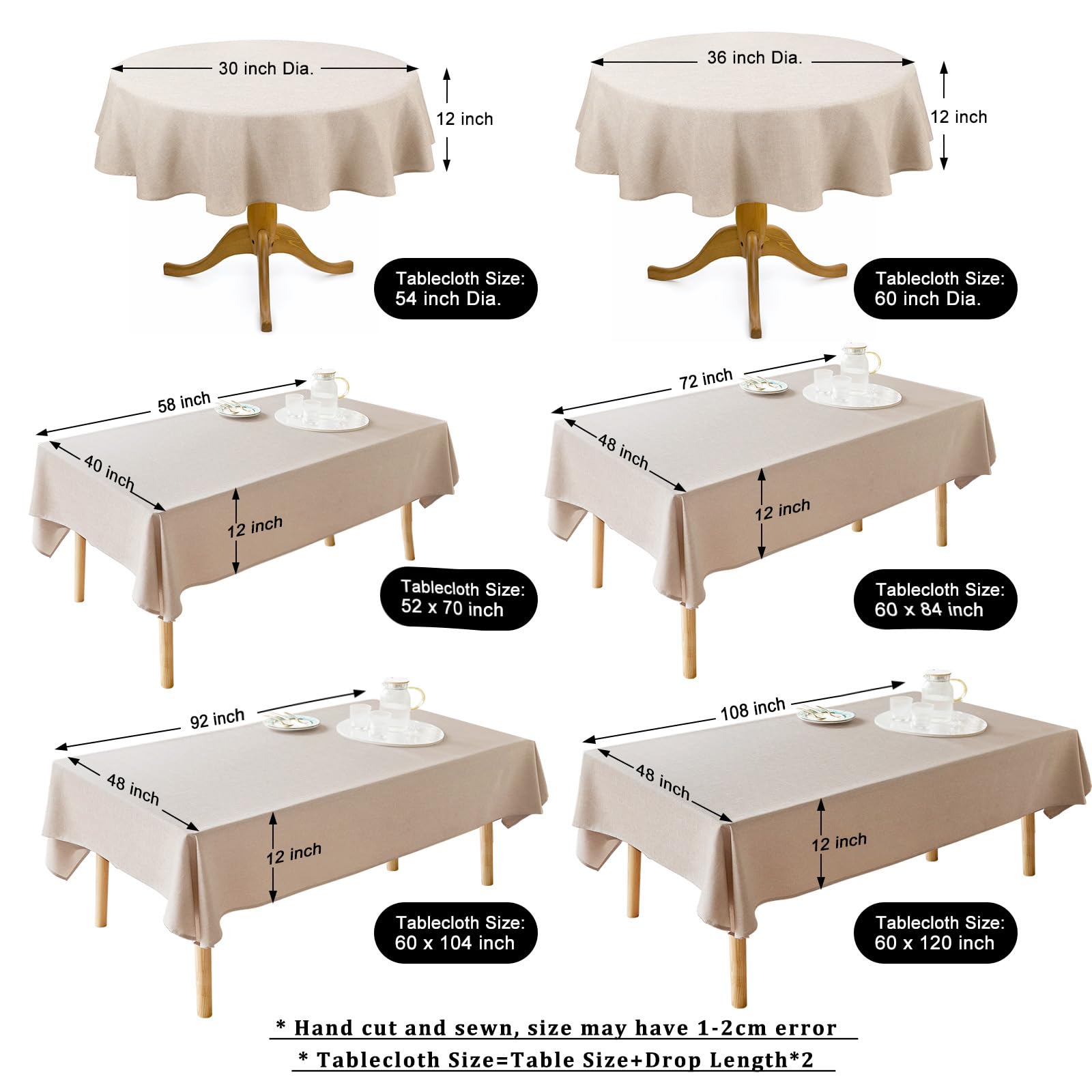AUSSPVOCT linen-textured solid-color tablecloth elevates dining ambiance.