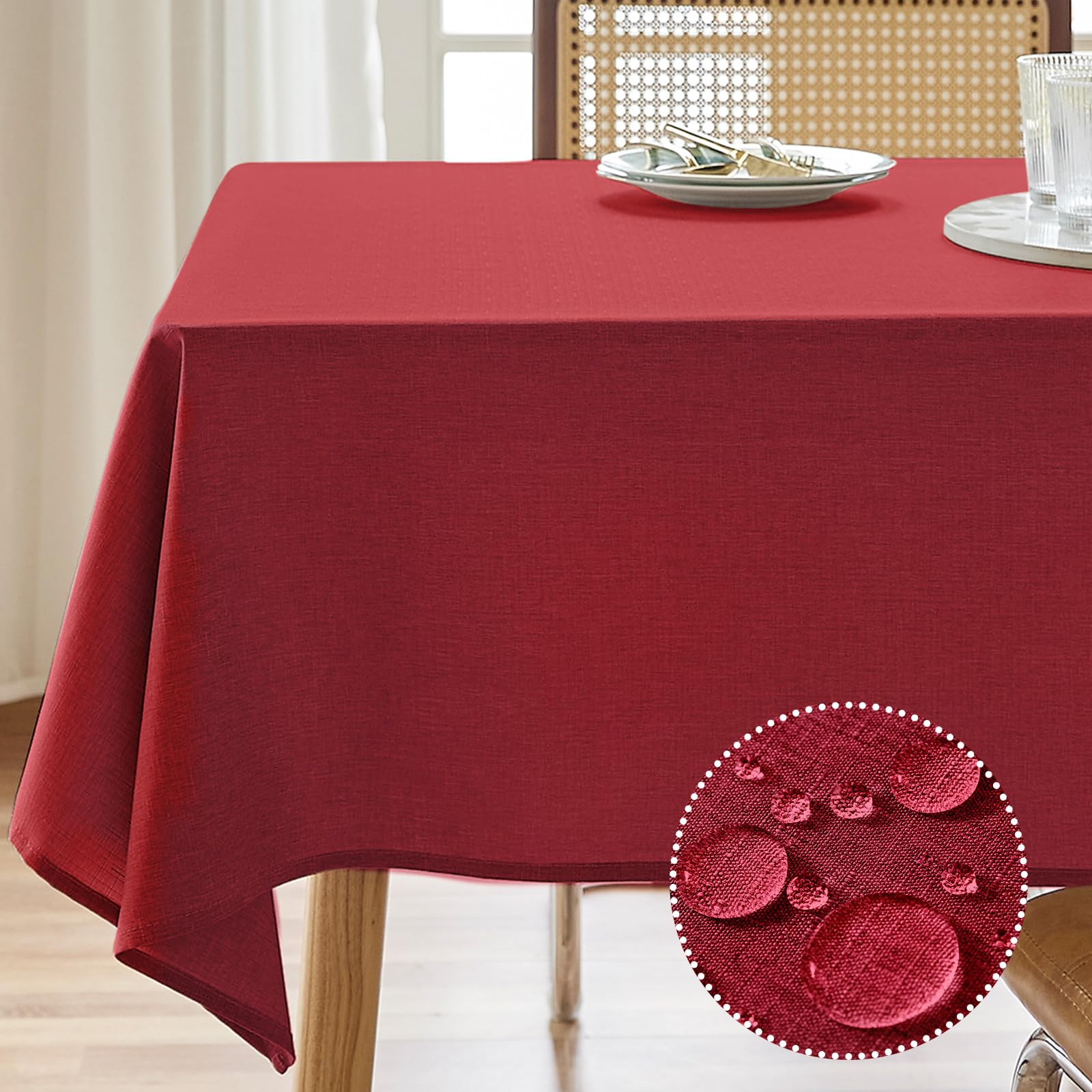 AUSSPVOCT textured tablecloth rectangle 52x70 adds softness and durable protection for family meals.