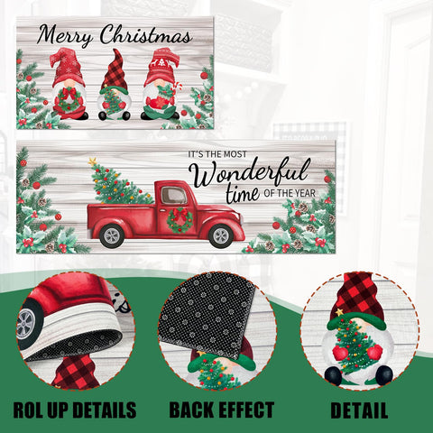 AUSTAB Christmas tree truck and gnomes design decorates a kitchen floor