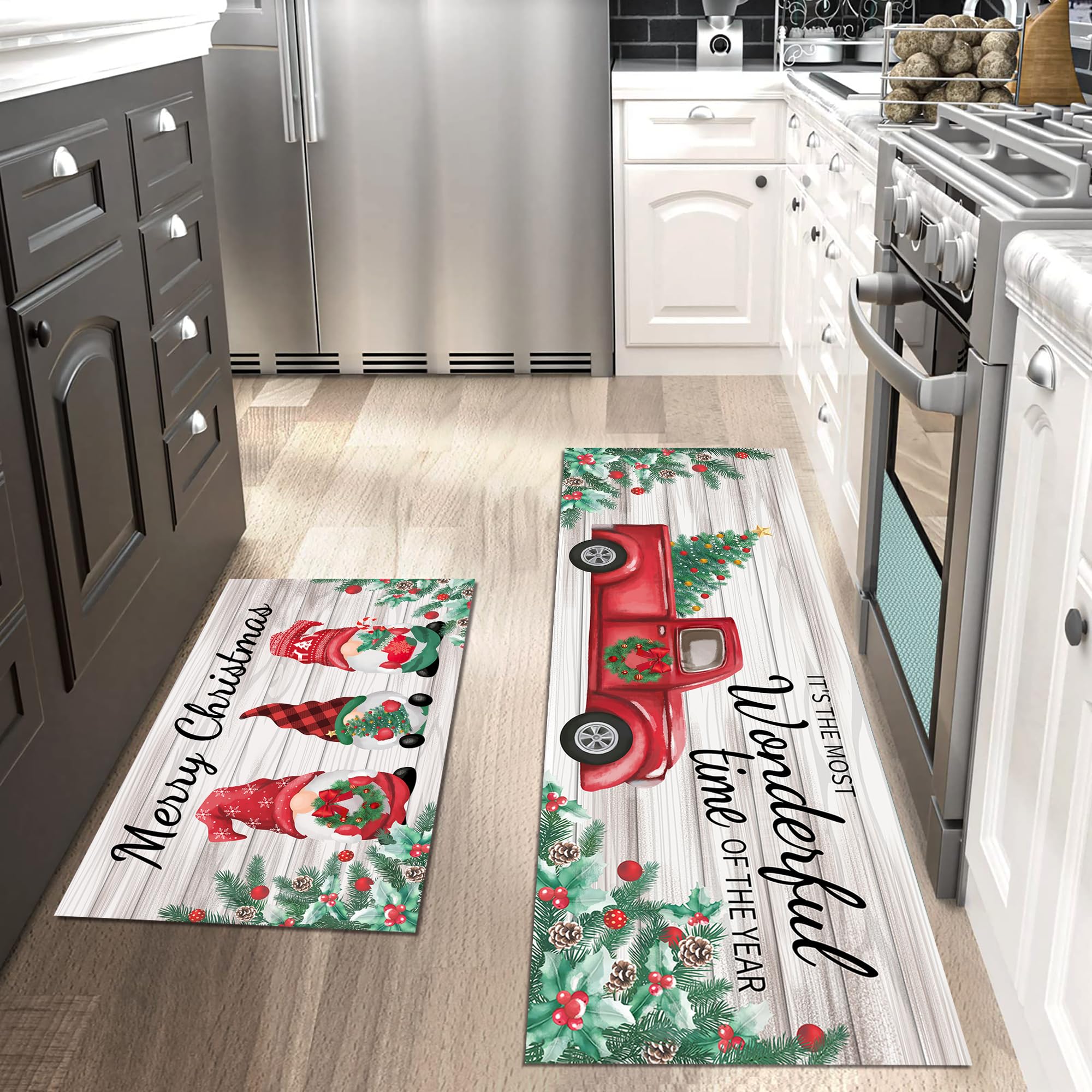 AUSTAB runner rug 17x47 with holiday design for kitchen corridors
