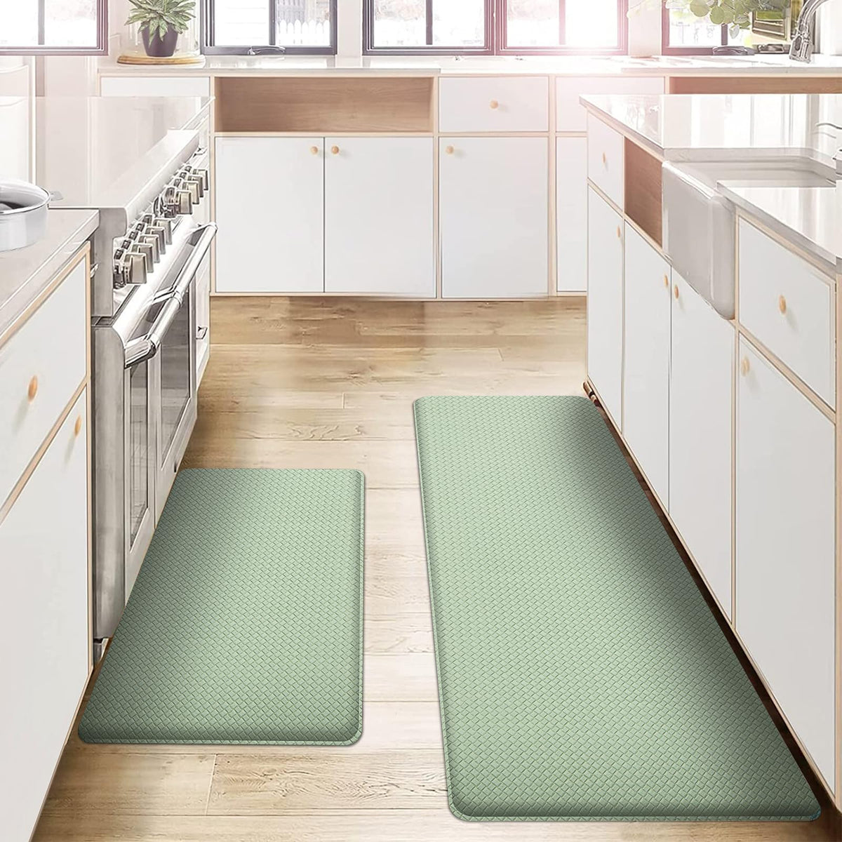 Autodeco anti-fatigue kitchen mats set2 with ergonomic cushioning for long cooking tasks