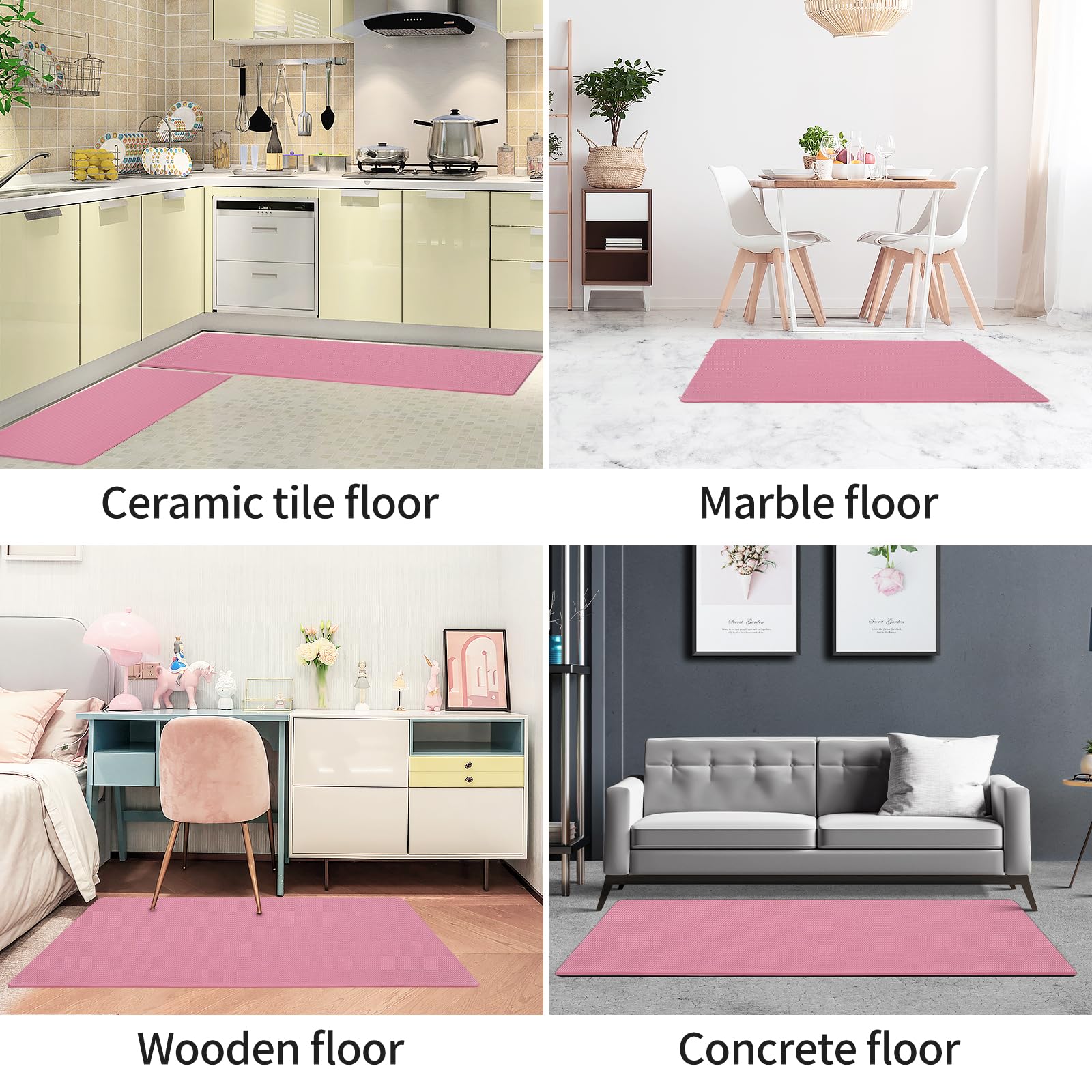 AUTODECO pink-red mats add style and practicality to the kitchen.
