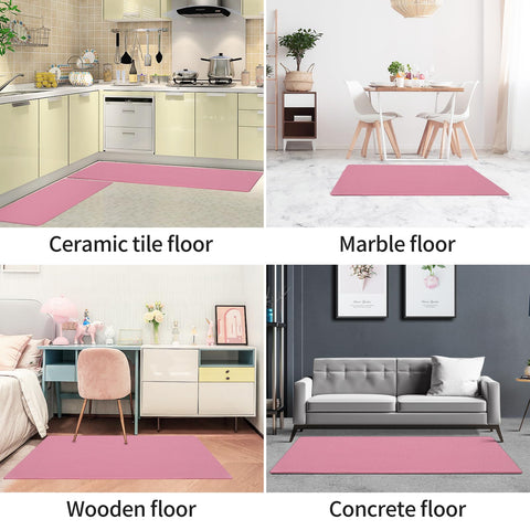 AUTODECO pink-red mats add style and practicality to the kitchen.