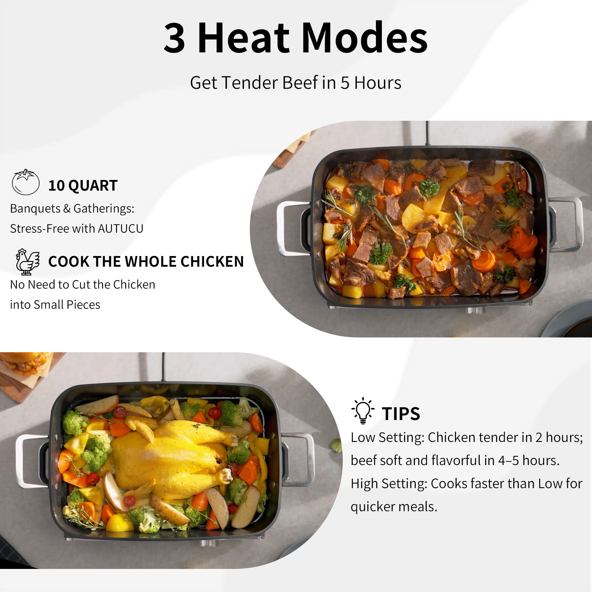 AUTUCU 450F oven compatibility enables table-ready meals directly from cookpot.