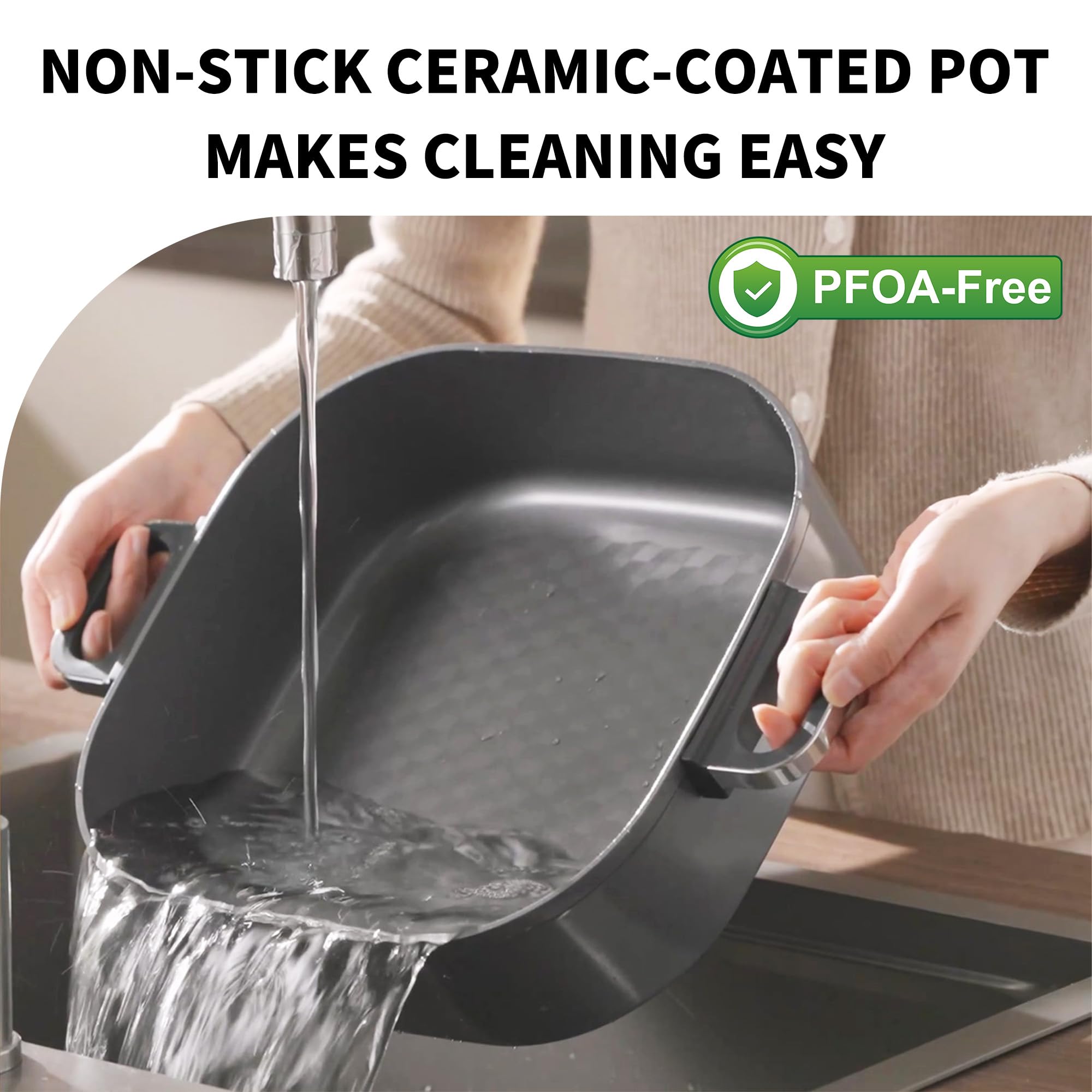 AUTUCU Bottom heating lets you sear meat and sauté directly in the pot.