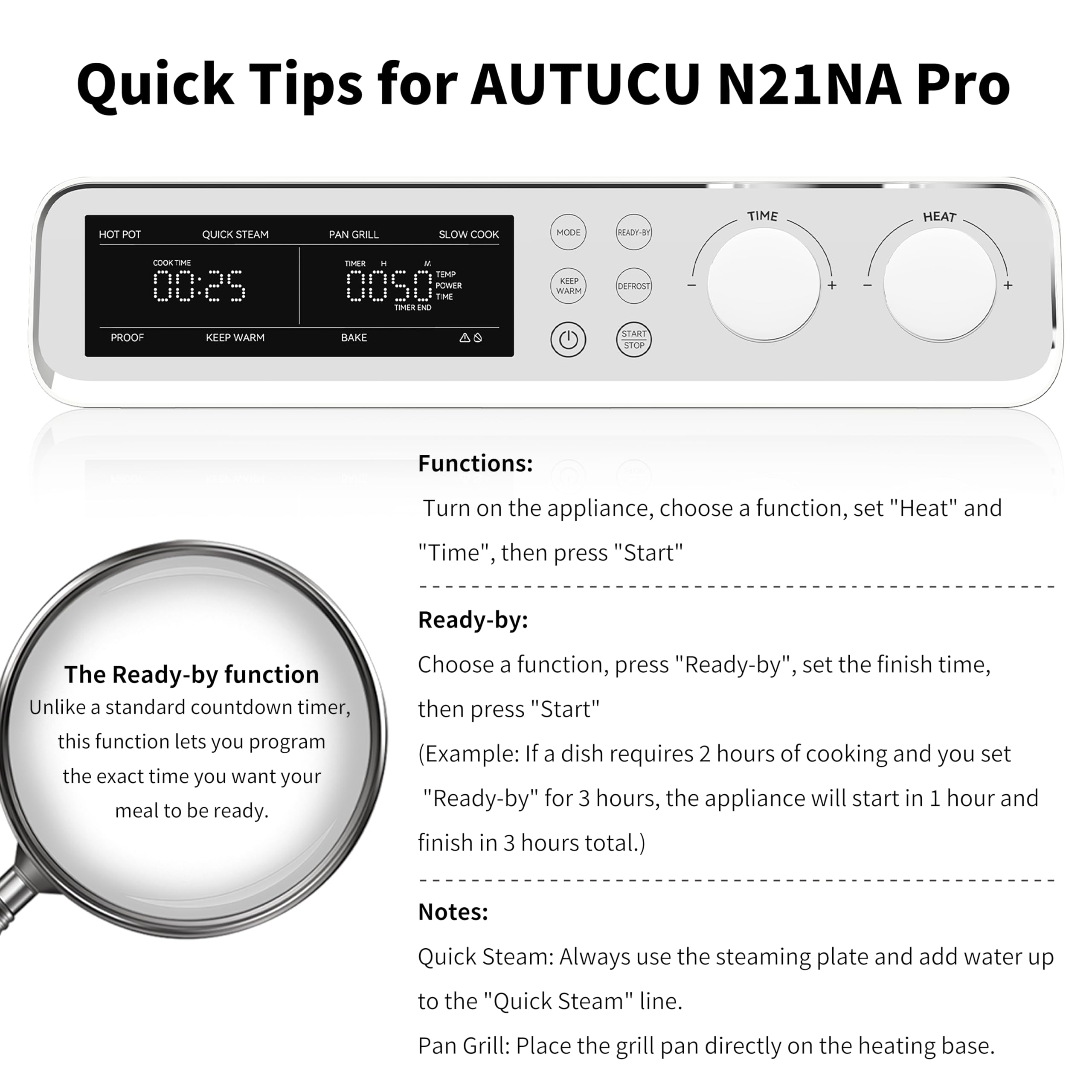 AUTUCU N21NA Pro ready-by function for scheduled meals