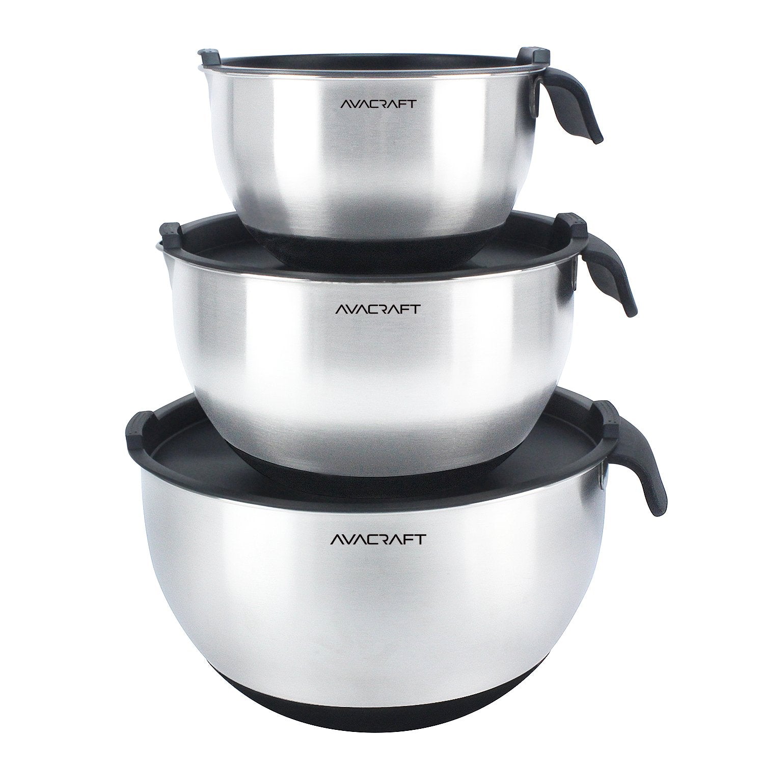 AVACRAFT 1.5 quart stainless steel mixing bowl with lid; durable, organized prep