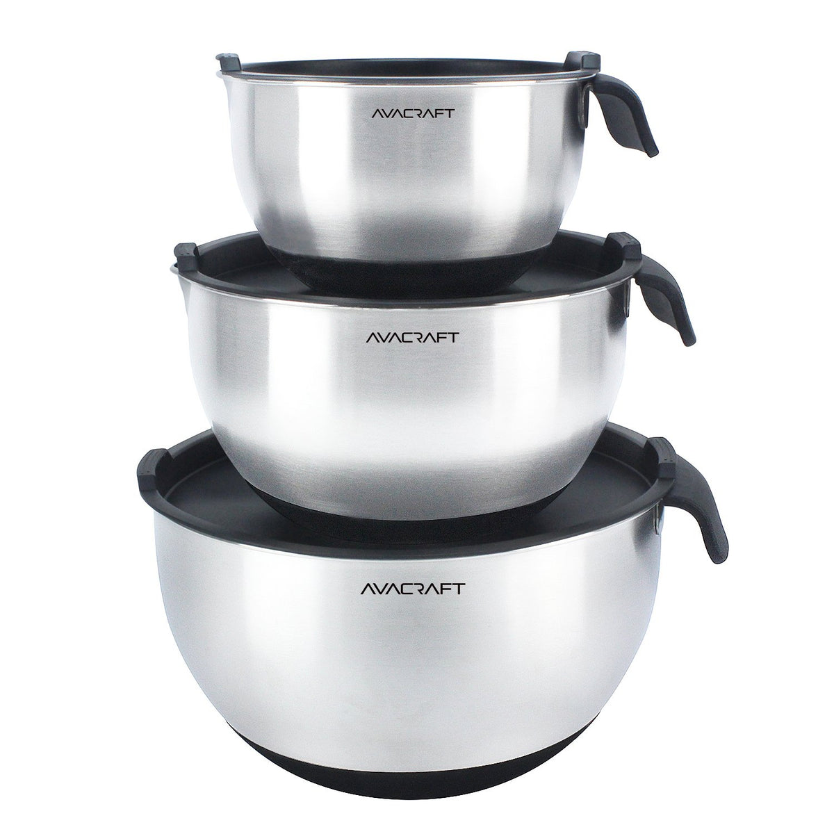 AVACRAFT 1.5 quart stainless steel mixing bowl with lid; durable, organized prep