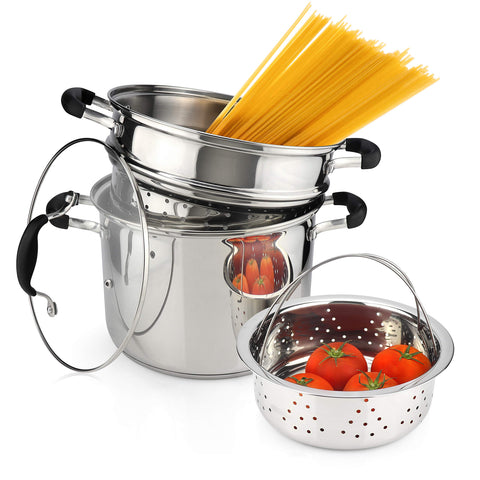 AVACRAFT 7qt pasta pot with strainer and lid for easy one-pot meals.