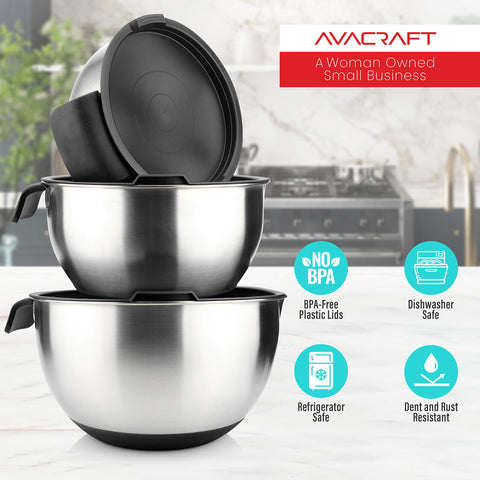 AVACRAFT bowls with pour spouts for clean transfers