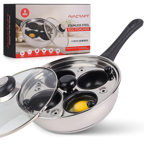 AVACRAFT egg poacher cups in stainless steel for quick, shell-free poaching