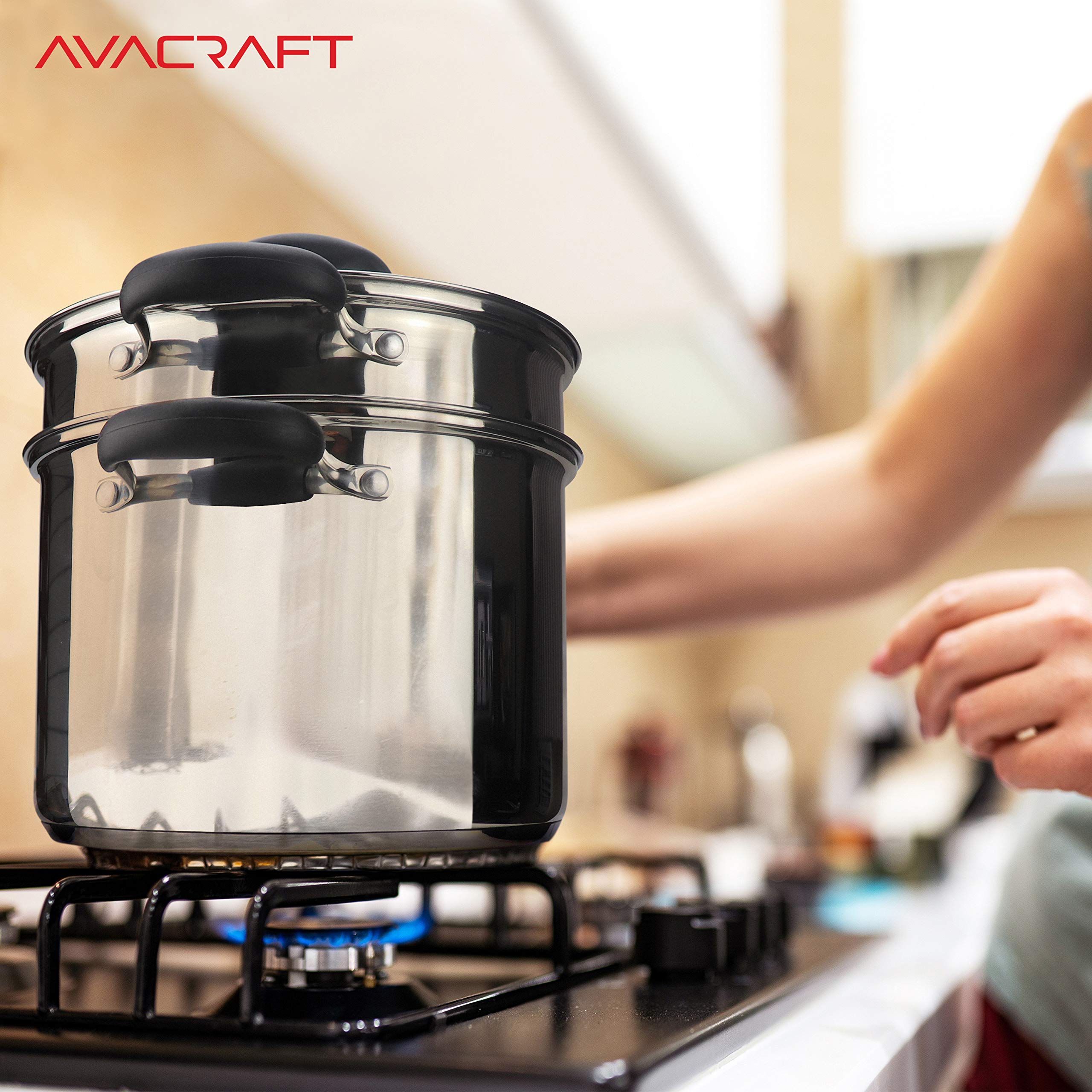 AVACRAFT glass lid with vent preserves heat while watching cooking.