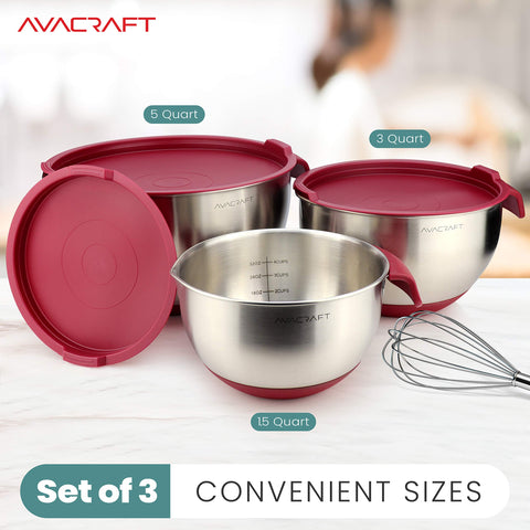 AVACRAFT bowls with non-slip silicone base stay steady while mixing