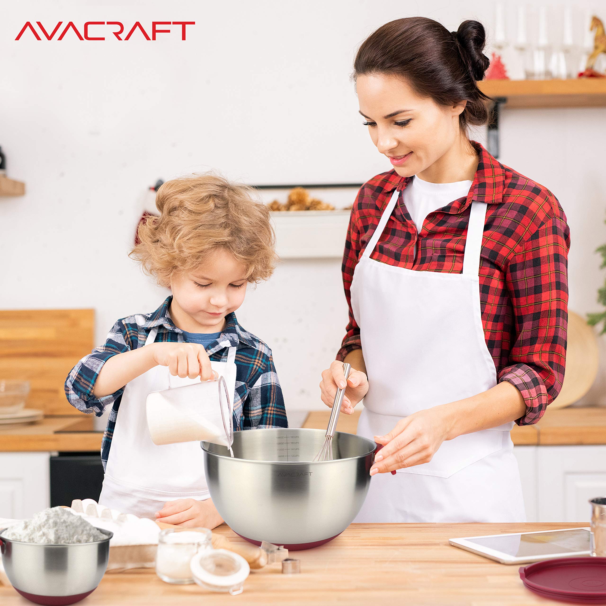 AVACRAFT red stainless steel bowls add color and safe storage