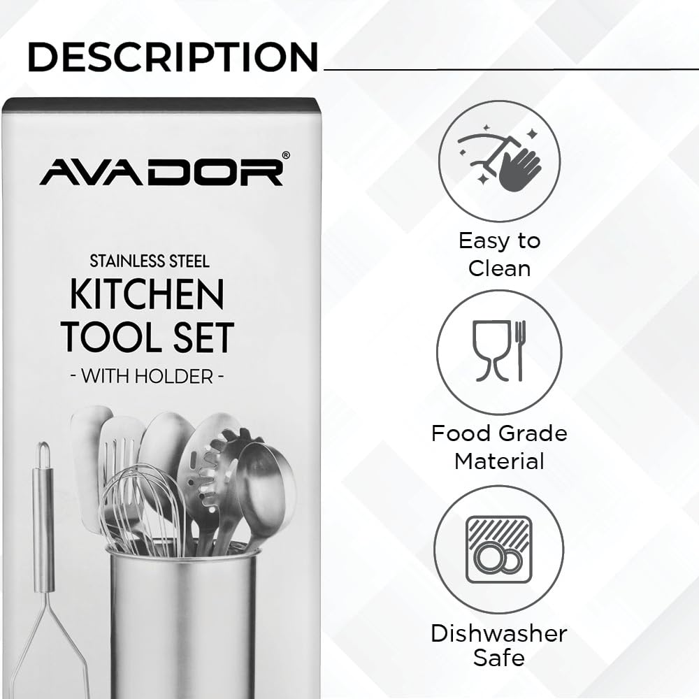 Avador Premium Set features easy-clean stainless tools for quick maintenance.