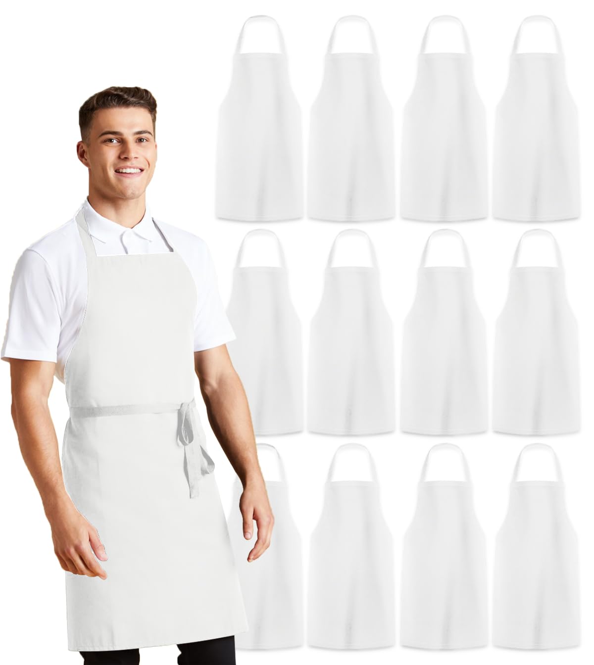 Avalon Kitchen white apron for women with protective fit during cooking and baking