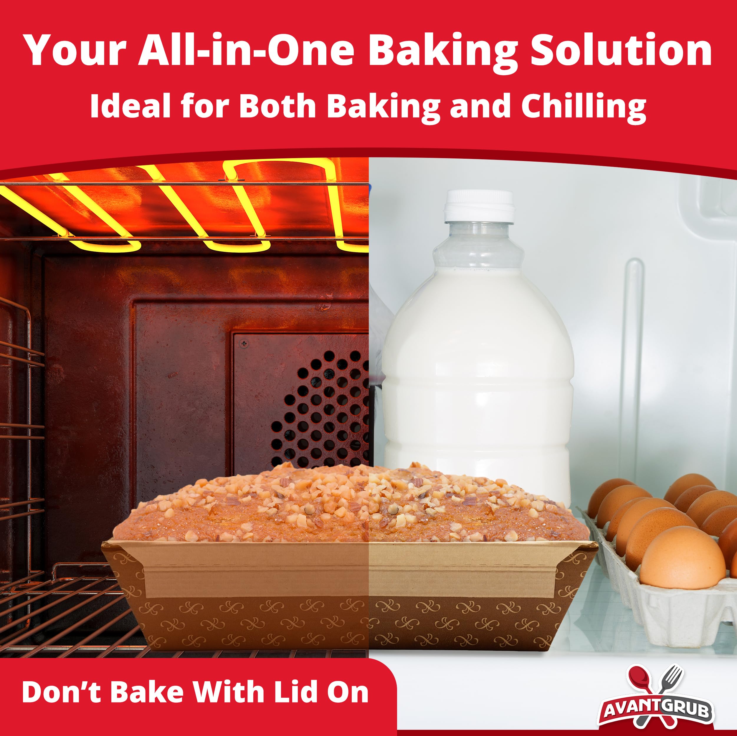 Avant Grub baking pan oven safe up to 400 F for flexible baking