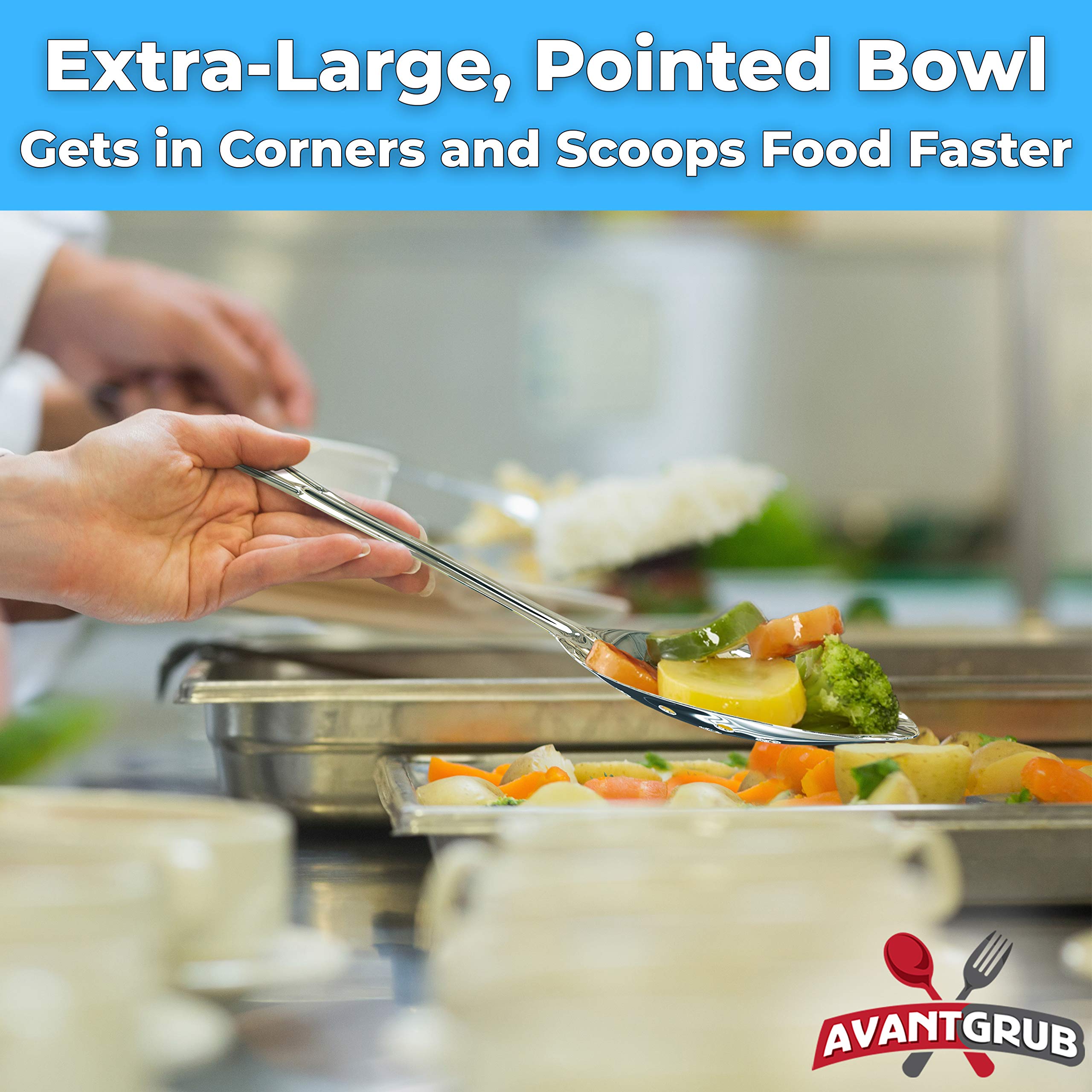 Avant Grub deep-bowl spoon reaches pot corners for quick serving.